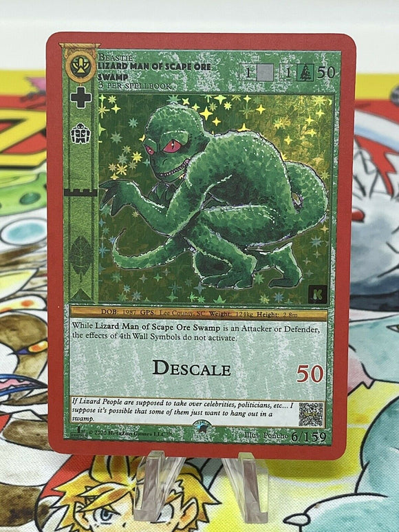 Metazoo Cryptid Nation Kickstarter Edition Card #6/159 Lizard Man of Scape Ore Swamp Holo NM