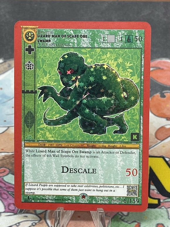 Metazoo Cryptid Nation Kickstarter Edition Card #6/159 Lizard Man of Scape Ore Swamp Reverse Holo NM