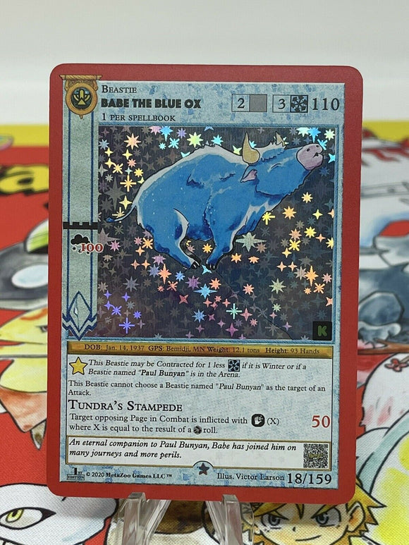 Metazoo Cryptid Nation Kickstarter Edition Card #18/159 Babe the Blue Ox Holo NM